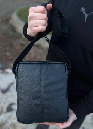 Черная мужская барсетка из экокожи. сумка через плечо9 фото