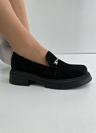 Чорні лофери замша