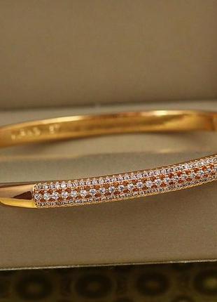 Браслет бэнгл  xuping jewelry обруч из мелких фианитов 57 мм 5 мм золотистый2 фото