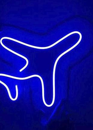 Неоновая вывеска neon sign «самолет» 20х19см