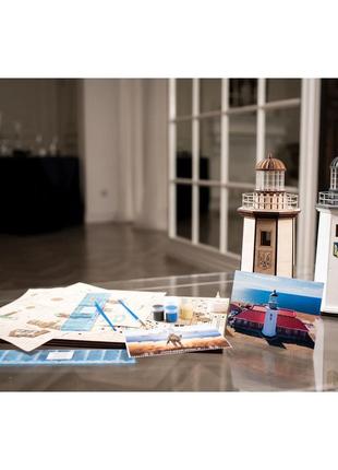 Конструктор деревянный 3d маяк с острова змеиный без пристройки (украина) tmp-004, 83 детали9 фото