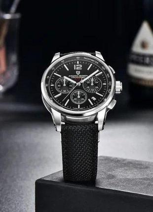 Часы кварцевые  pagani design ys008 silver-black, мужские, кварцевый механизм, с хронографом, d c3 фото
