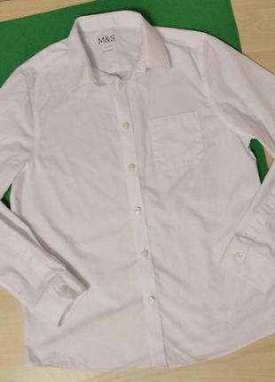 Белая классическая рубашка с длинным рукавом для мальчика, на 12-13 лет рубашка