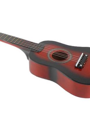 Игрушечная гитара с медиатором m 1369 деревянная  (красный)1 фото