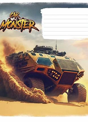 Тетрадь ученическая "monster cars" 012-3243l-5 в линию, 12 листов