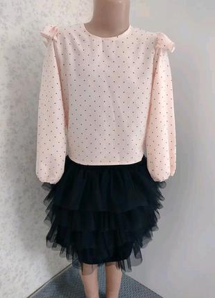 Шкільний сарафан, шкільна форма сарафан з воланами і білим мереживом