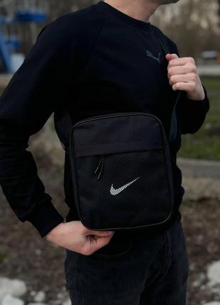 Чоловіча чорна сумка через плече, барсетка nike, найк.2 фото