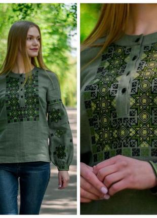 4597 ексклюзивна лляна жіноча вишиванка з сімейної колекції