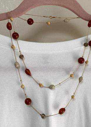 Ожерелье колье легкое длинного золотого цвета