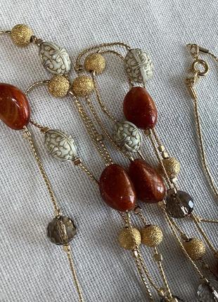 Ожерелье колье легкое длинного золотого цвета