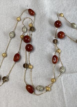 Ожерелье колье легкое длинного золотого цвета