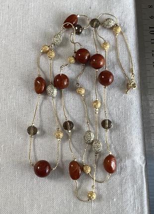 Ожерелье колье легкое длинного золотого цвета