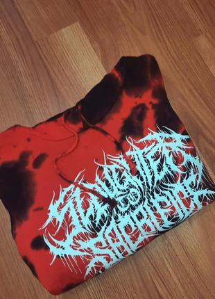 Мужская уникальная кофта худи в стиле тай дай с большим лого