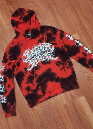 Мужская уникальная кофта худи в стиле тай дай с большим лого