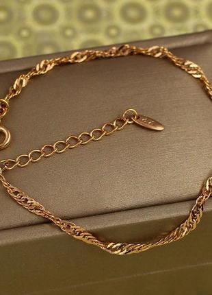 Браслет xuping jewelry сингапур 17 см 3 мм золотистий1 фото