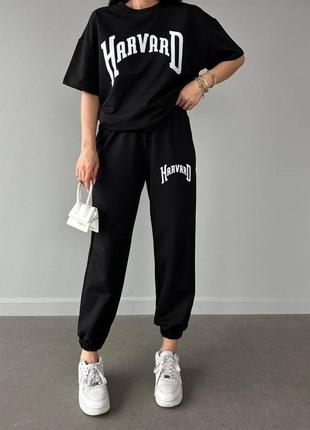 Женский летний спортивный костюм футболка harvard и штаны на резинках размеры 42-501 фото