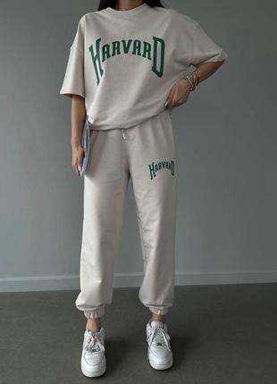 Женский летний спортивный костюм футболка harvard и штаны на резинках размеры 42-509 фото