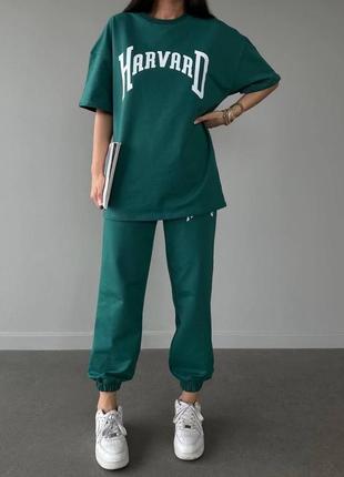 Женский летний спортивный костюм футболка harvard и штаны на резинках размеры 42-508 фото
