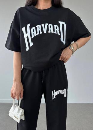 Женский летний спортивный костюм футболка harvard и штаны на резинках размеры 42-502 фото