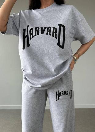 Женский летний спортивный костюм футболка harvard и штаны на резинках размеры 42-505 фото