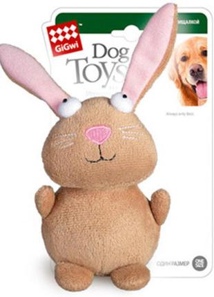 Игрушка для собак gigwi plush кролик с пищалкой 16 см (75053)  гарантія!