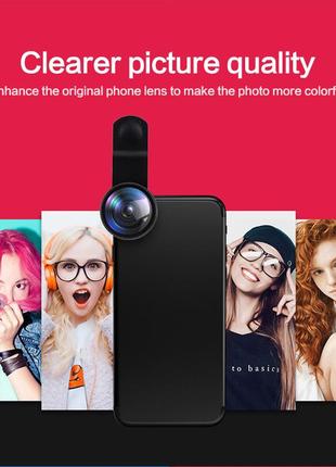 Объектив линза для смартфона телефона 3в1 - macro, fisheye lens, wide-angle x48 фото