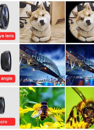 Об'єктив лінза для смартфона 3в1 - macro, fisheye lens, wide-angle x43 фото