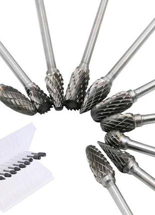 Набор из 10 борфрез по металлу для гравера dremel карбид вольфрама  гарантія!