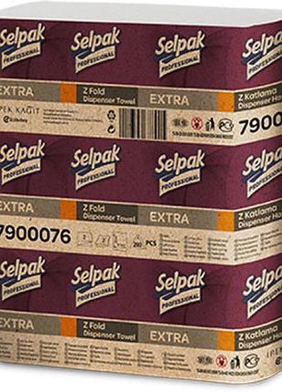 Бумажные полотенца selpak professional extra z-сложение 2 слоя 200 листов (8690530279858)  гарантія!