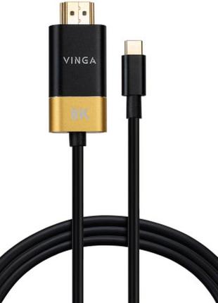 Кабель мультимедийный usb-c to hdmi 1.5m v2.1 8k60hz gold plated vinga (vcpvcch2115)  гарантія!