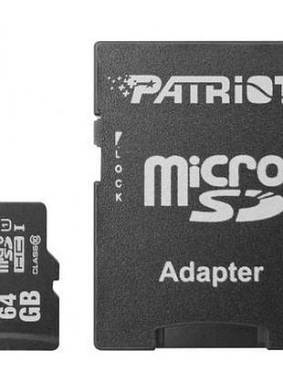 Карта памяти patriot 64gb microsd class10 uhs-1 (psf64gmcsdxc10)  гарантія!