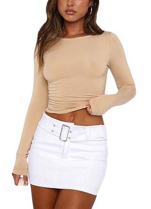 Лонгслив женский с длинным рукавом чик l weilu бежевый