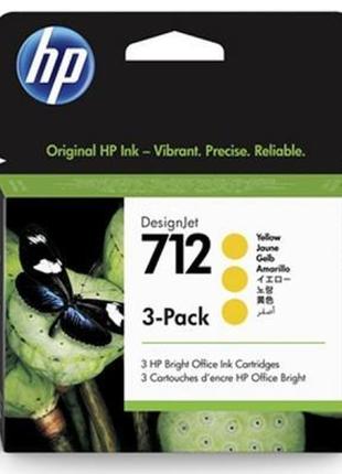 Картридж hp dj no.712 designjet т230/т630 3-pack 29-ml yellow (3ed79a)  гарантія!