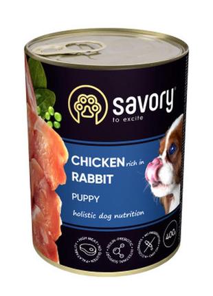 Консервы для собак savory dog all breeds puppy с кроликом 400 г (4820232630587)  гарантія!