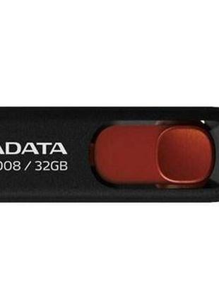 Usb флеш накопитель adata 32gb c008 black+red (ac008-32g-rkd)  гарантія!