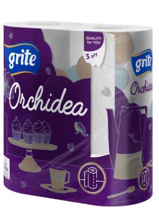 Бумажные полотенца grite orchidea 3 слоя 2 рулона (4770023348415)  гарантія!
