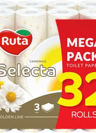 Туалетная бумага ruta selecta с ароматом ромашки 3 слоя 32 рулона (4820202894834)  гарантія!