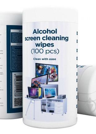 Салфетки gembird alcohol screen cleaning wipes, 100 pcs (ck-aww100-01)  гарантія!