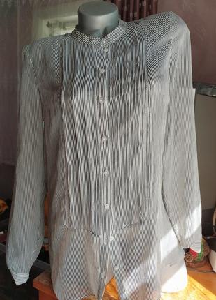 Рубашка прозрачная в полоску,женская блуза длинная,блузка в полоску