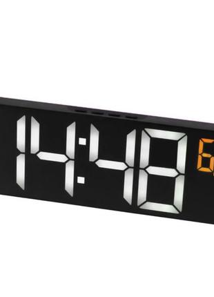 Годинник настільний mhz sm-601 8766 з біло-жовтогарячою підсвіткою, чорний гарантія!
