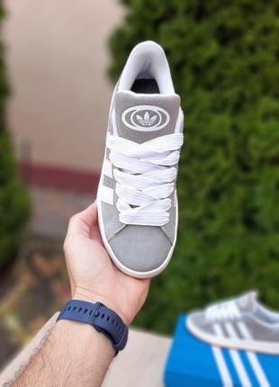 Жіночі кросівки адідас кампус сірі замшеві демісезонні