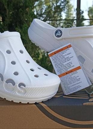 Белые женские кроксы фирмы crocs bayaband white (10126)
