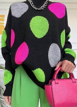Cвитер-туника в горошек oversize3 фото