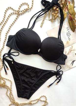 Купальник bombshell 34b 75b m на зав'язках з подвійним пуш ап victoria's secret