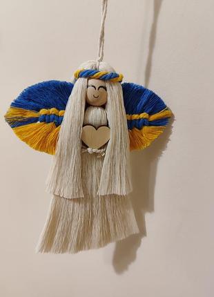 Янгол оберіг підвісний янгол ручної роботи в техніці макраме