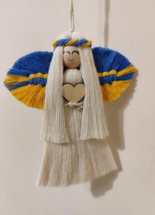 Янгол оберіг підвісний янгол ручної роботи в техніці макраме
