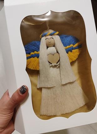 Янгол оберіг підвісний янгол ручної роботи в техніці макраме