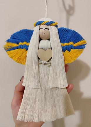Янгол оберіг підвісний янгол ручної роботи в техніці макраме