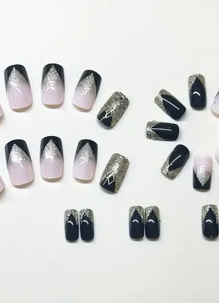 Накладные ногти 24 шт. для маникюра + 24 клеевых стика или клей для типс
