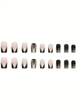 Накладные ногти 24 шт. для маникюра + 24 клеевых стика или клей для типс